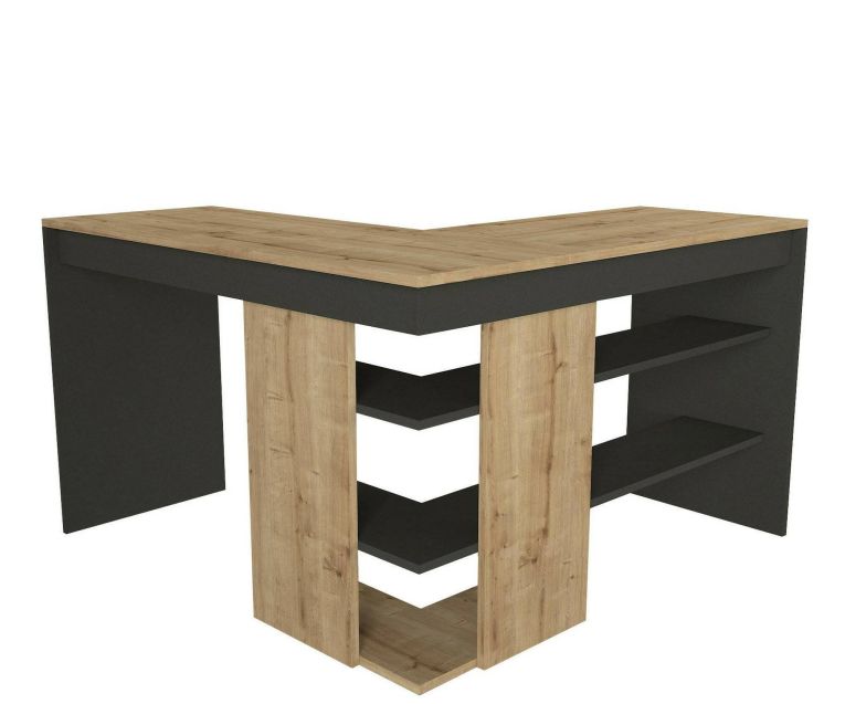 Scrivania lineare quercia e antracite 120x120cm - Emiliana