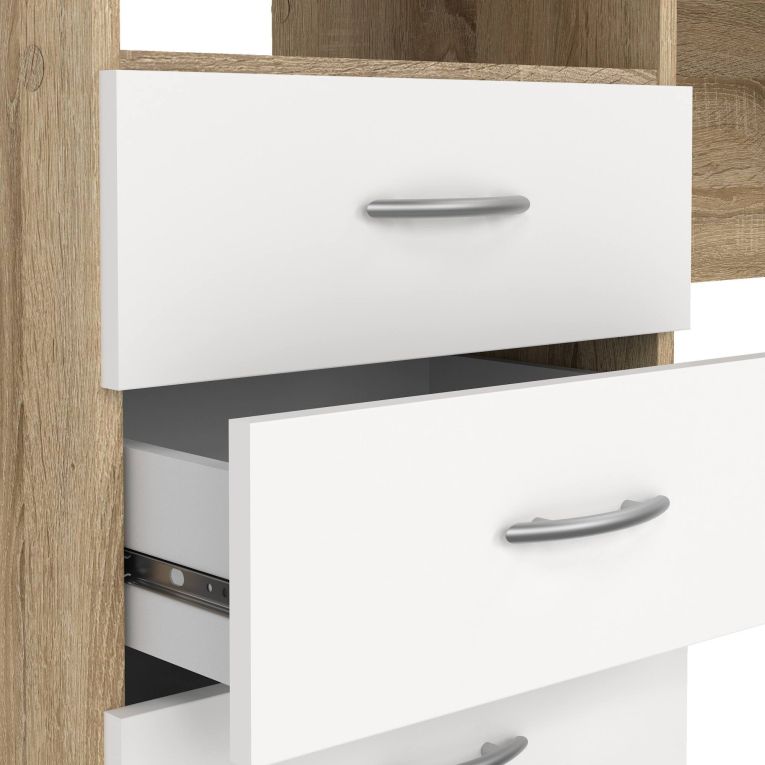 Scrivania lineare quercia e bianca 120x48cm con 3 cassetti - Andre