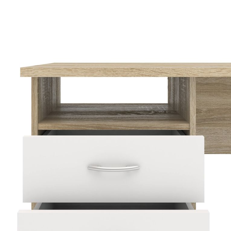 Scrivania lineare quercia e bianca 120x48cm con 3 cassetti - Andre
