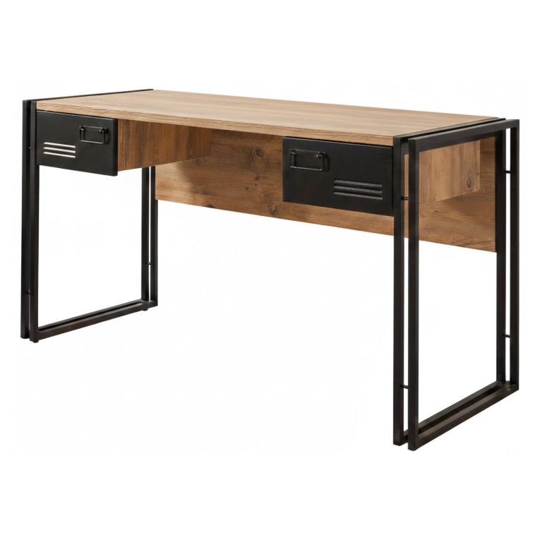 Scrivania lineare quercia e nera 139x60cm metallo - Grimilde