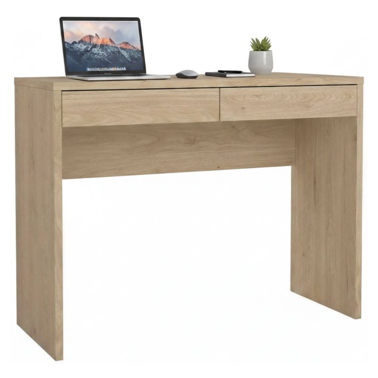 Scrivania lineare rovere 100x39cm con 2 cassetti - Acero