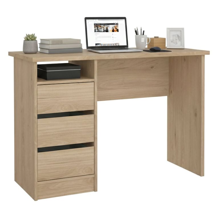 Scrivania lineare rovere 110x48cm con 3 cassetti - Huaning
