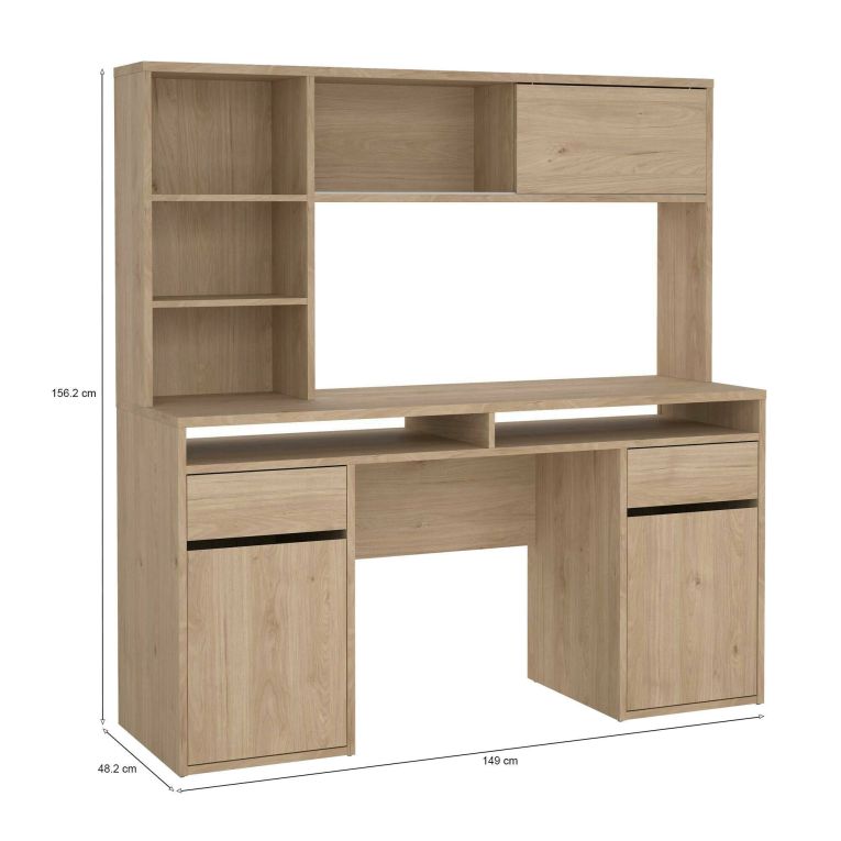 Scrivania lineare rovere 149x48cm con libreria - Ambrenti