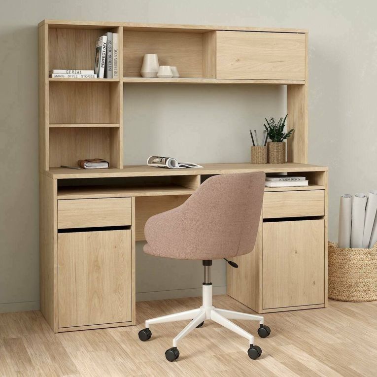 Scrivania lineare rovere 149x48cm con libreria - Ambrenti
