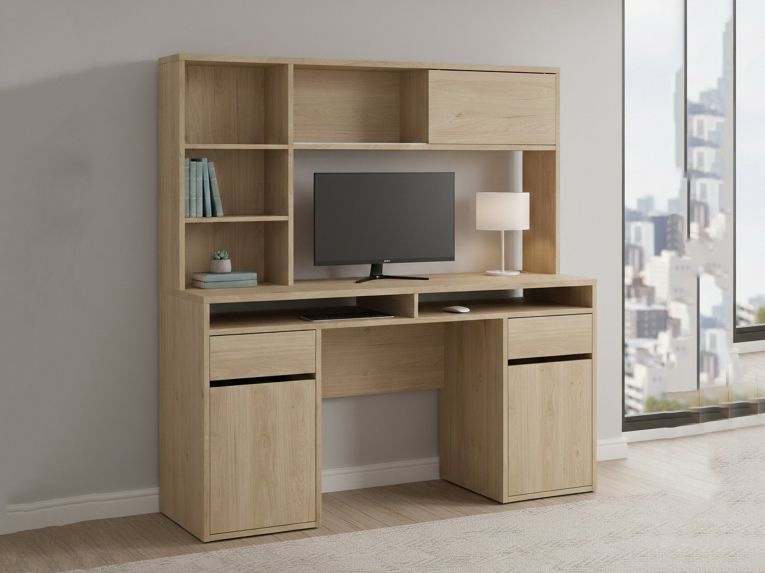 Scrivania lineare rovere 149x48cm con libreria - Ambrenti