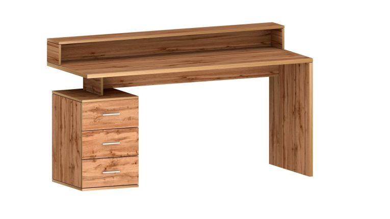 Scrivania lineare rovere 160x90cm con 3 cassetti - Bardi