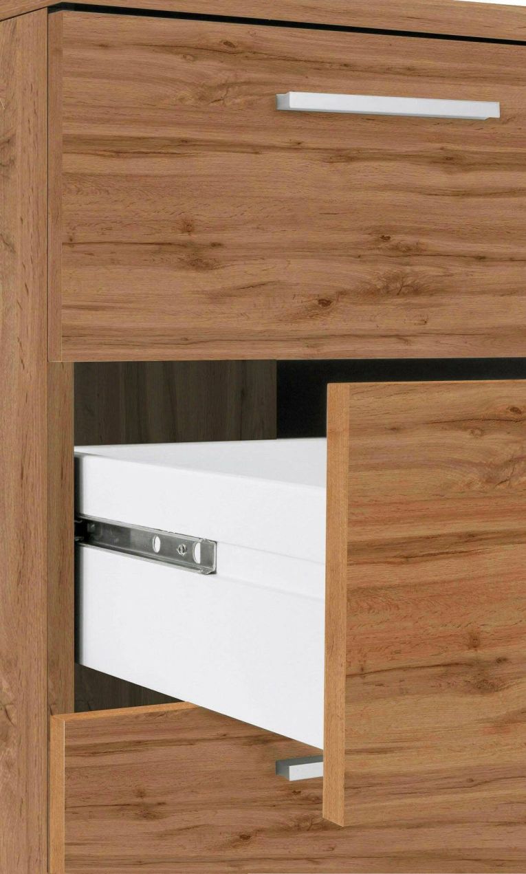 Scrivania lineare rovere 160x90cm con 3 cassetti - Bardi