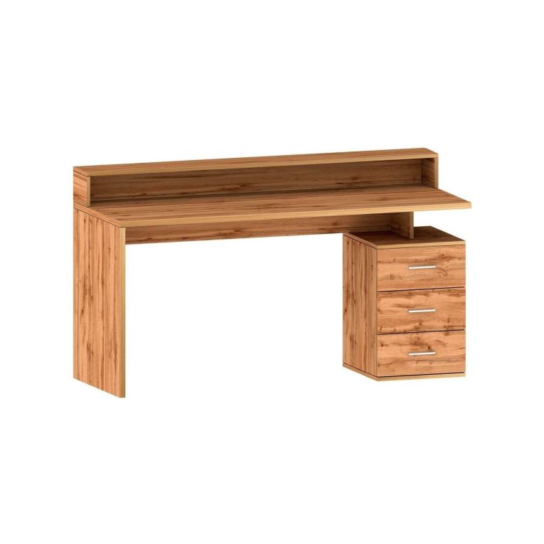 Scrivania lineare rovere 160x90cm con 3 cassetti - Bardi
