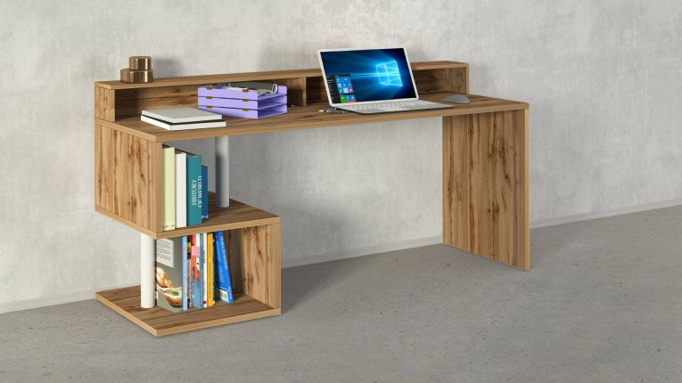 Scrivania lineare rovere 180x60cm con porta pc - Aurigo