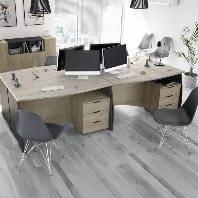 Scrivania lineare rovere e antracite 136x67cm con 3 cassetti - Azziz