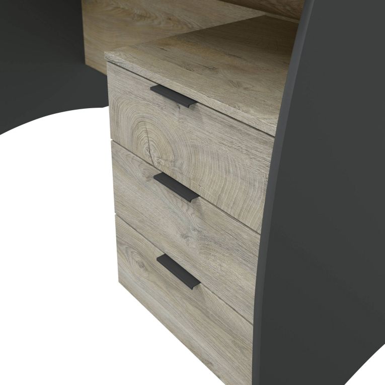 Scrivania lineare rovere e antracite 136x67cm con 3 cassetti - Azziz
