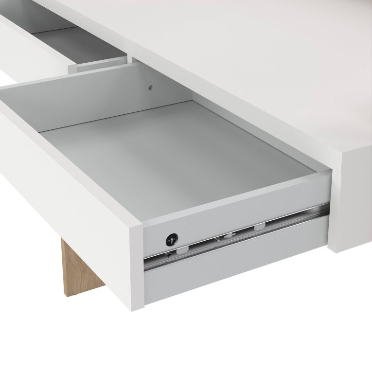Scrivania lineare rovere e bianca 102x55cm con 2 cassetti - Antillo