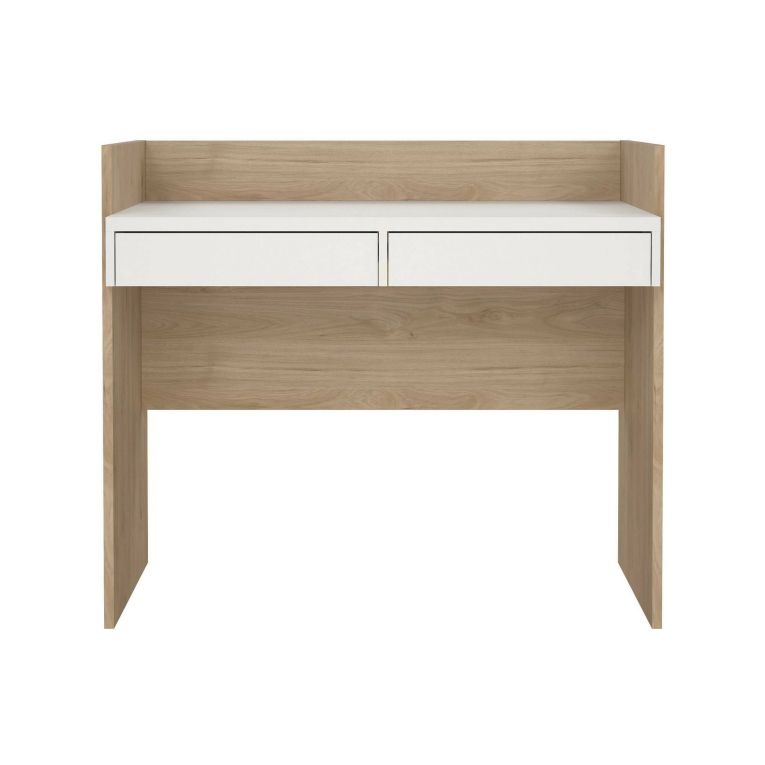 Scrivania lineare rovere e bianca 102x55cm con 2 cassetti - Antillo