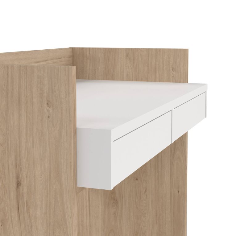Scrivania lineare rovere e bianca 102x55cm con 2 cassetti - Antillo