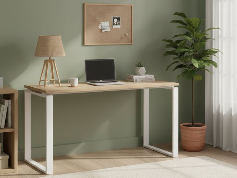 Scrivania lineare rovere e bianca 150x60cm - Arignano