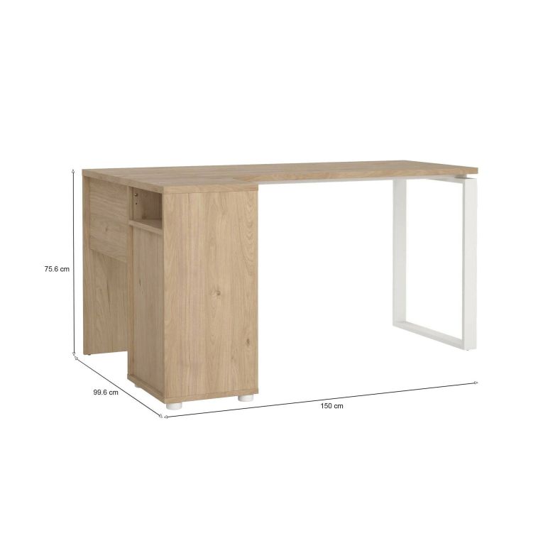 Scrivania lineare rovere e bianca 150x99cm in legno - Medard