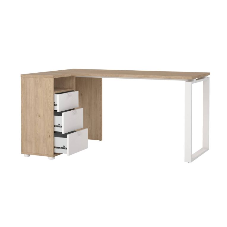 Scrivania lineare rovere e bianca 150x99cm in legno - Medard