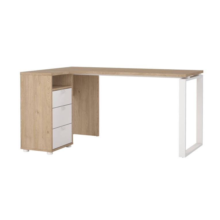 Scrivania lineare rovere e bianca 150x99cm in legno - Medard