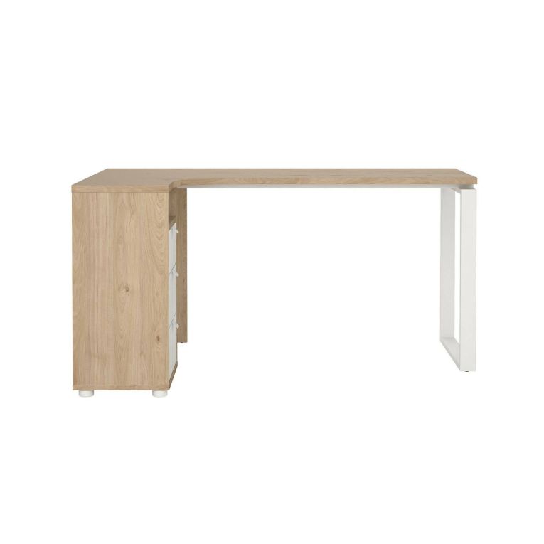 Scrivania lineare rovere e bianca 150x99cm in legno - Medard
