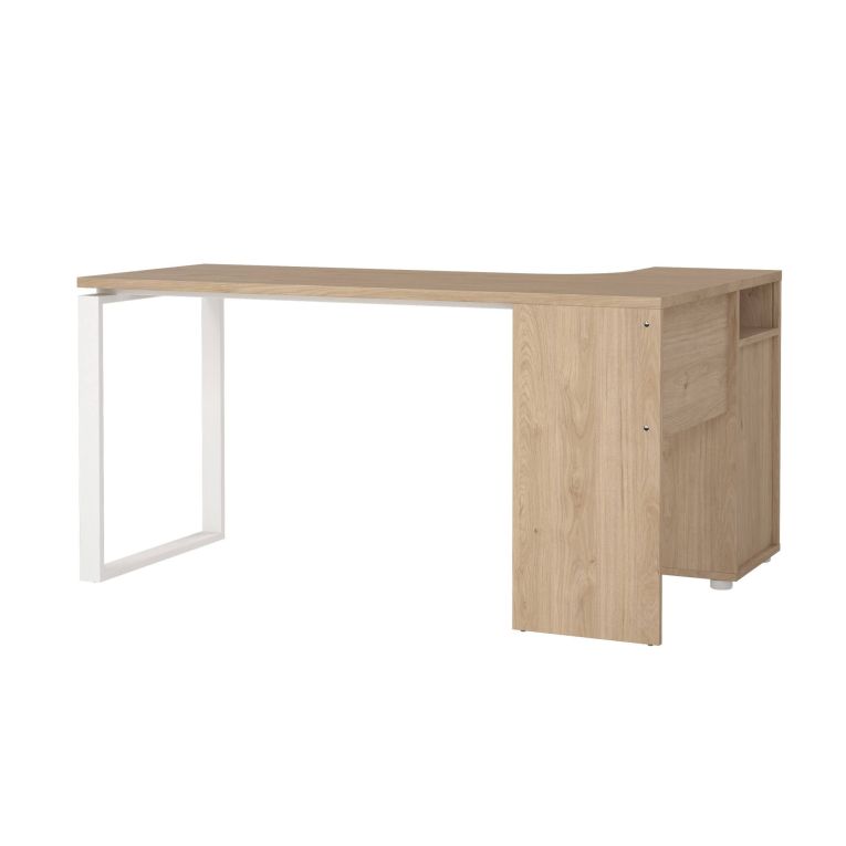 Scrivania lineare rovere e bianca 150x99cm in legno - Medard