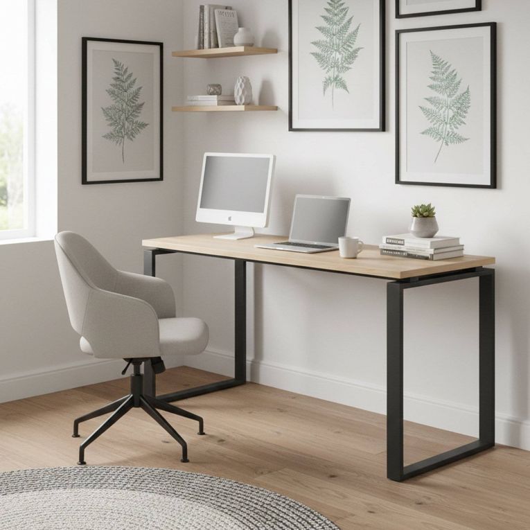 Scrivania lineare rovere e grigia 150x60cm - Arignano