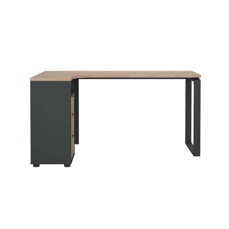Scrivania lineare rovere e grigia 150x99cm con 3 cassetti - Medard