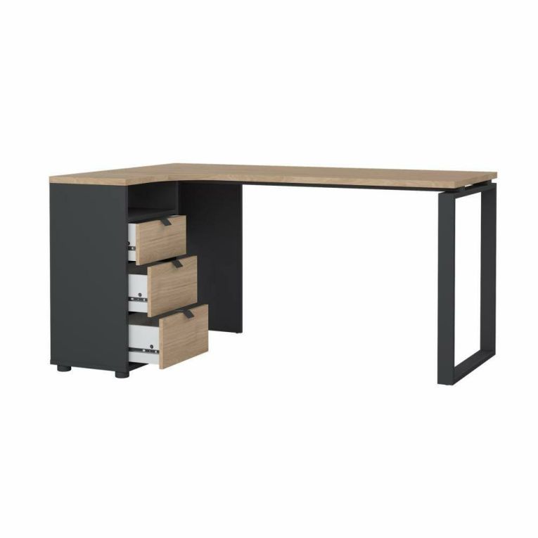 Scrivania lineare rovere e grigia 150x99cm con 3 cassetti - Medard