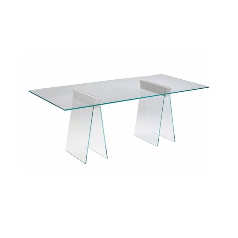 Scrivania lineare trasparente 180x90cm piano in vetro - Asfelj