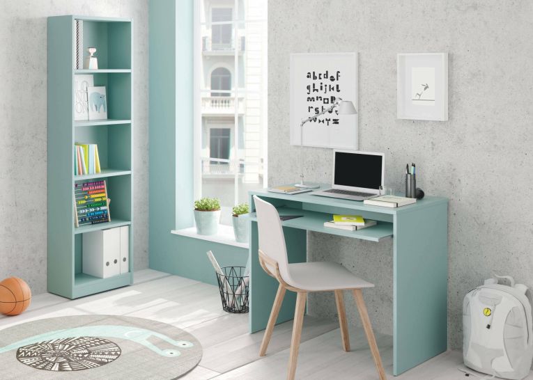 Scrivania lineare verde acqua 79x54cm con supporto computer - Ajeje