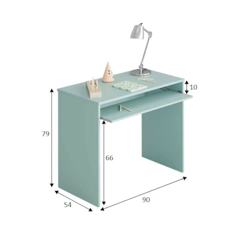 Scrivania lineare verde acqua 79x54cm con supporto computer - Ajeje