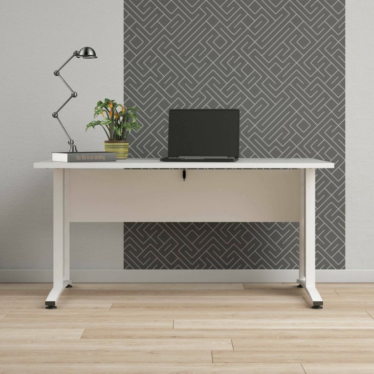 Scrivania Marcerre, Scrittoio multiuso, Tavolo per ufficio porta PC, Piano di lavoro, 150x80 h75 cm, Bianco