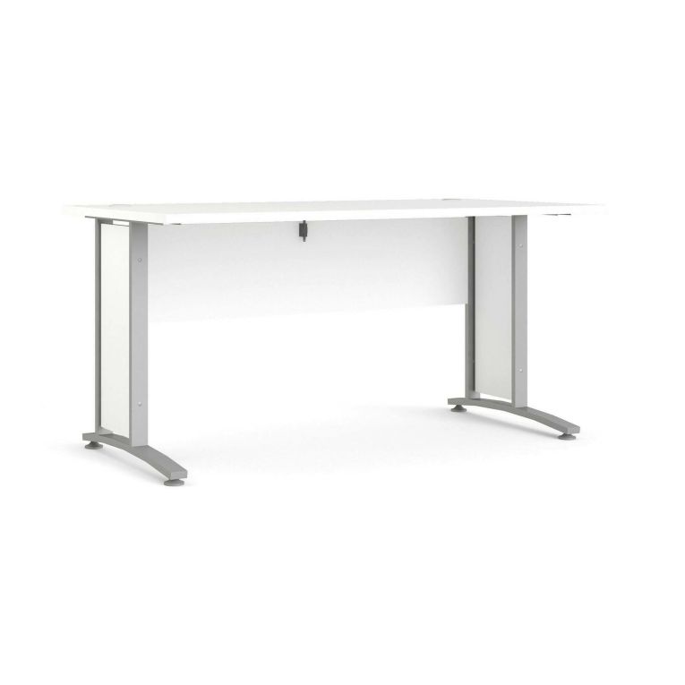Scrivania Marcerre, Scrittoio multiuso, Tavolo per ufficio porta PC, Piano di lavoro, 150x80 h75 cm, Bianco e Grigio