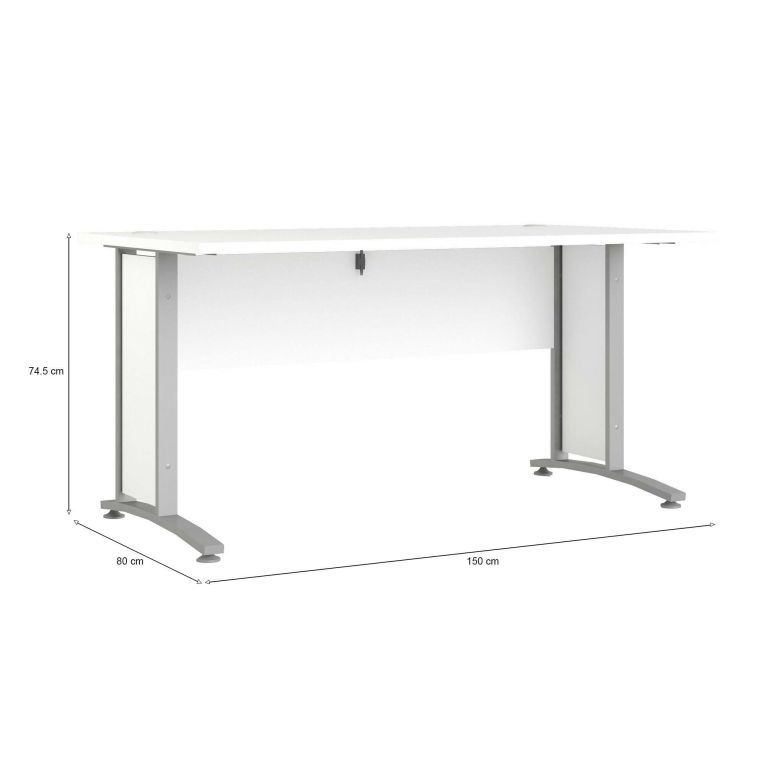 Scrivania Marcerre, Scrittoio multiuso, Tavolo per ufficio porta PC, Piano di lavoro, 150x80 h75 cm, Bianco e Grigio
