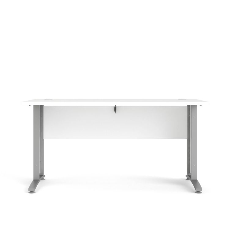 Scrivania Marcerre, Scrittoio multiuso, Tavolo per ufficio porta PC, Piano di lavoro, 150x80 h75 cm, Bianco e Grigio