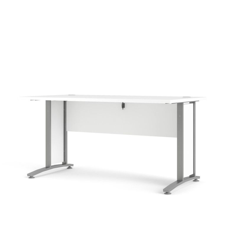 Scrivania Marcerre, Scrittoio multiuso, Tavolo per ufficio porta PC, Piano di lavoro, 150x80 h75 cm, Bianco e Grigio