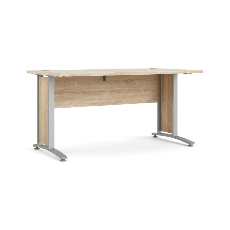 Scrivania Marcerre, Scrittoio multiuso, Tavolo per ufficio porta PC, Piano di lavoro, 150x80 h75 cm, Grigio e Quercia