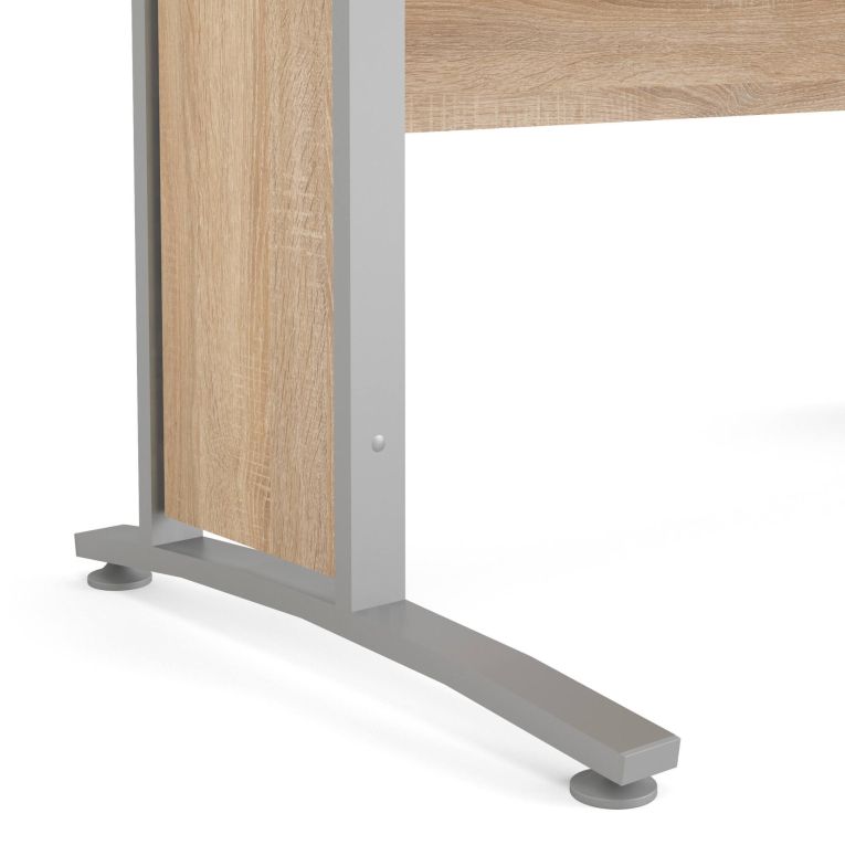 Scrivania Marcerre, Scrittoio multiuso, Tavolo per ufficio porta PC, Piano di lavoro, 150x80 h75 cm, Grigio e Quercia