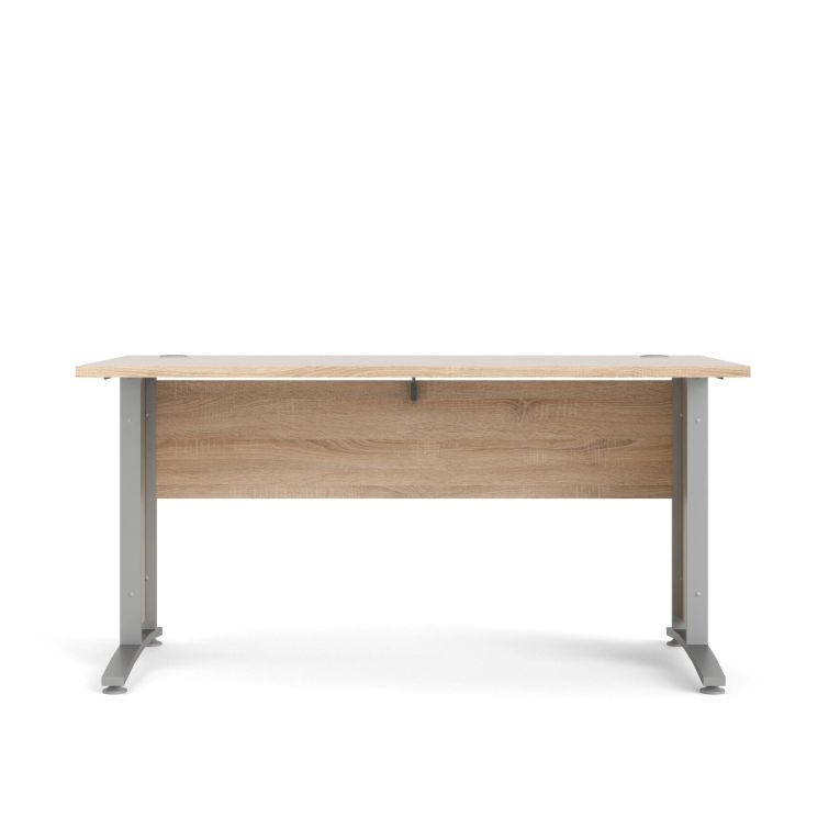 Scrivania Marcerre, Scrittoio multiuso, Tavolo per ufficio porta PC, Piano di lavoro, 150x80 h75 cm, Grigio e Quercia