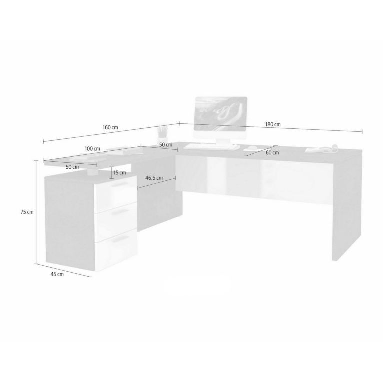 Scrivania Mark, Scrittoio angolare porta PC, Tavolo multiuso per ufficio, Scrivania salvaspazio multiposizione, 100% Made in Italy, cm 160x60h75, Rovere