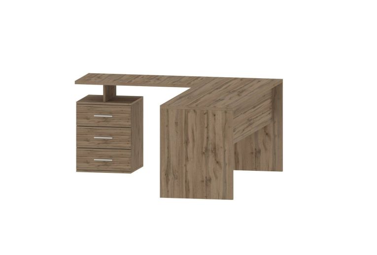 Scrivania Mark, Scrittoio angolare porta PC, Tavolo multiuso per ufficio, Scrivania salvaspazio multiposizione, 100% Made in Italy, cm 160x60h75, Rovere