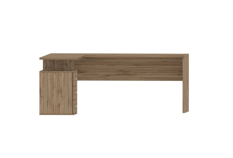 Scrivania Mark, Scrittoio angolare porta PC, Tavolo multiuso per ufficio, Scrivania salvaspazio multiposizione, 100% Made in Italy, cm 160x60h75, Rovere