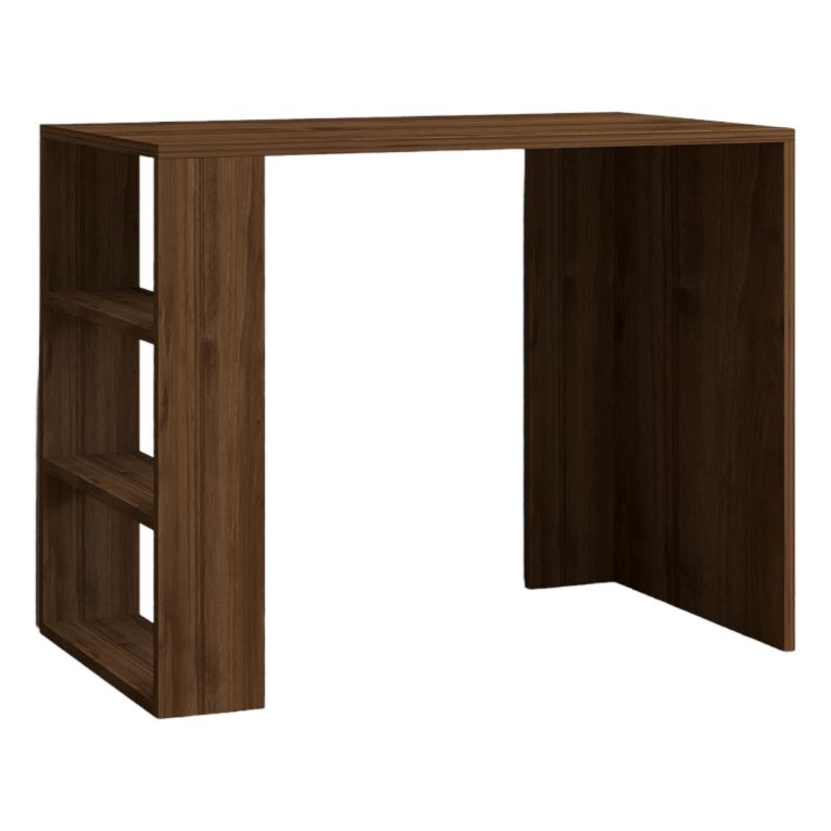 Scrivania Marrone Noce 3 Ripiani 3 Vani 90x50x70h cm, con Libreria - Cancello