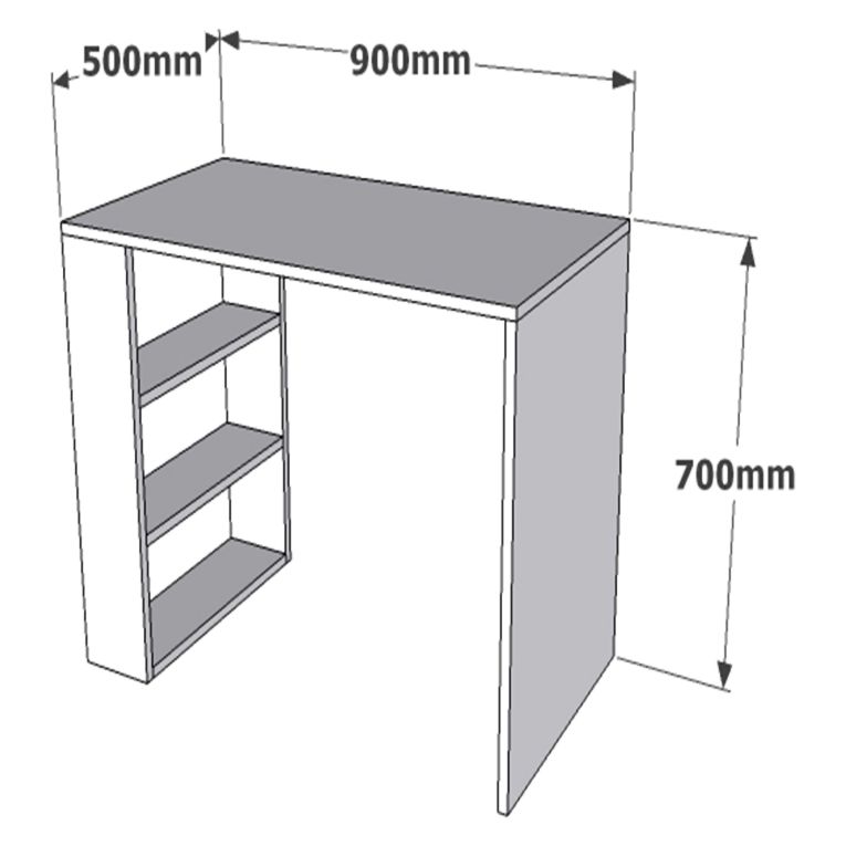 Scrivania Marrone Noce 3 Ripiani 3 Vani 90x50x70h cm, con Libreria - Cancello