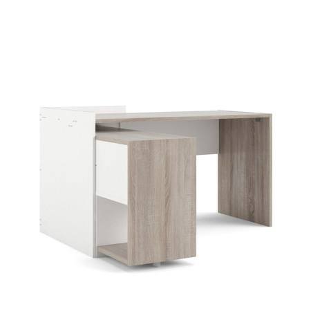 Scrivania Marrone Quercia Angolare 3 Ripiani 140x120x80.4h cm, 6 Vani