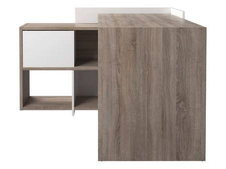 Scrivania Marrone Quercia Angolare 3 Ripiani 140x120x80.4h cm, 6 Vani