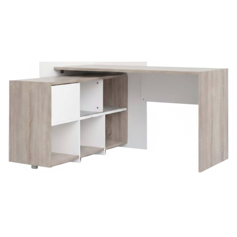 Scrivania Marrone Quercia Angolare 3 Ripiani 140x120x80.4h cm, 6 Vani