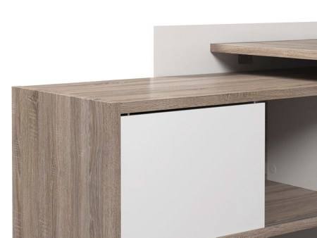Scrivania Marrone Quercia Angolare 3 Ripiani 140x120x80h cm, 6 Vani - Canaro