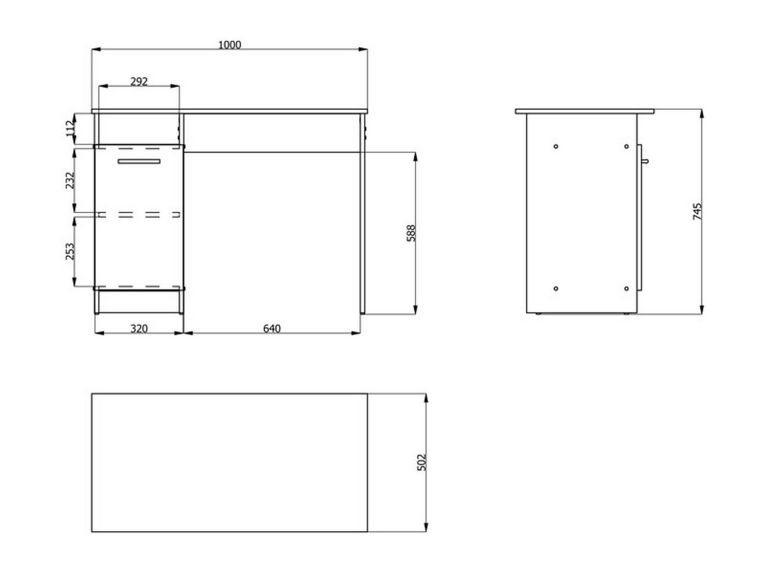 Scrivania Marrone Rovere 2 Ripiani 3 Vani 100x50x74.5h cm, Un'anta - Tiriolo