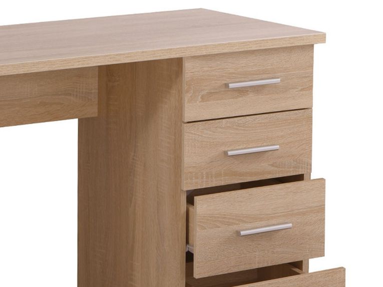 Scrivania Marrone Rovere 2 Ripiani 4 Cassetti 135x50x75.5h cm, 2 Vani - Flaminio