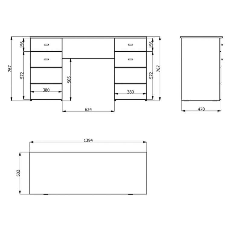 Scrivania Marrone Rovere Nodi 2 Cassetti 2 Ripiani 140x50x76h cm, 2 Ante - Ziro